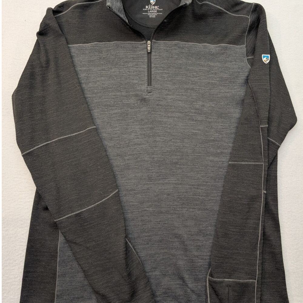 Kuhl Ryzer Pullover Mens L Black 1/4 Zip Performance Hiking Gorpcore Sweater